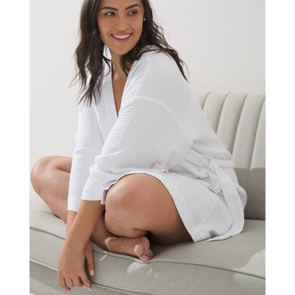 Soma S/M, L/XL Restore RR Waffle Weave Robe White Kimono Style Sleeves Pockets - Picture 6 of 12